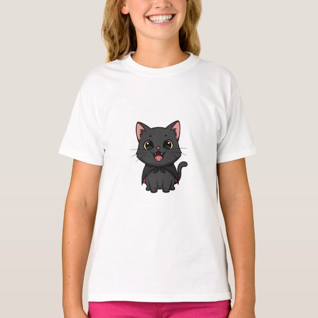 Söta svarta vampyrkattbarn t shirt (Framsida)