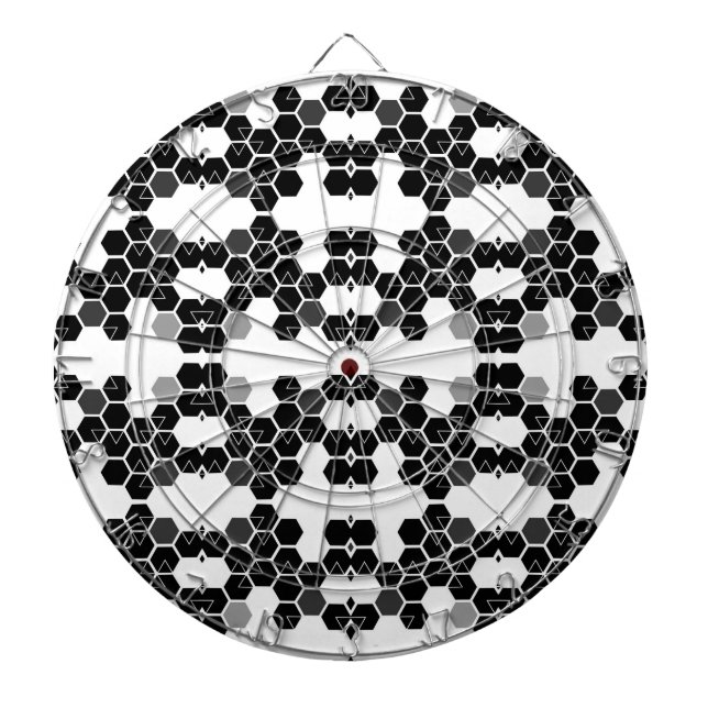 Söta svarta vita hex-data-mönster darttavla (Framsidan)