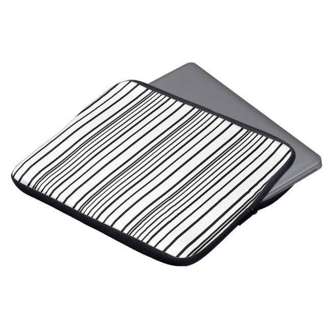 Söta svarta vita ränder laptop fodral (Framsida topp)