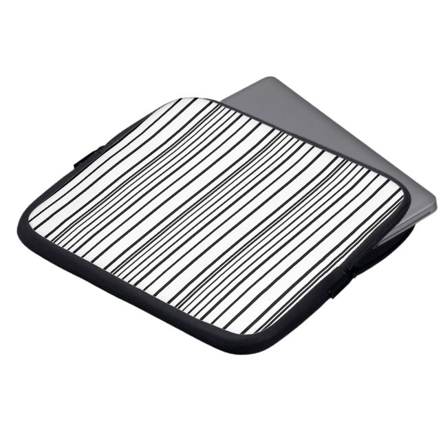 Söta svarta vita ränder laptop fodral (Framsida topp)