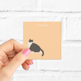 Söta svartvita kattnoteringar med namn post-it block