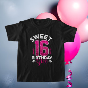 Söta sweet sixteen ord art-flickor t shirt