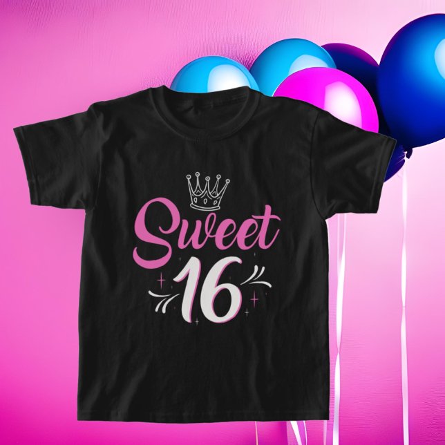 Söta sweet sixteen ord art-flickor t shirt (Skapare uppladdad)