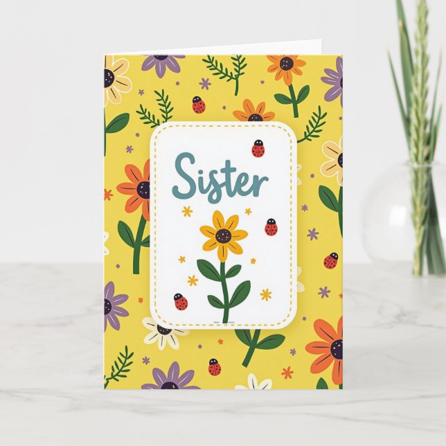 Söta Systrar Blommig Kort (Framsida)