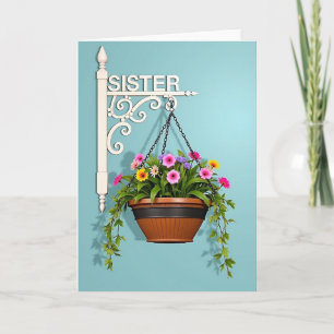 Söta systrar dag blommor kort