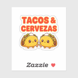 Söta Tacos & Cervezas Fest Cartoon Design Klistermärken