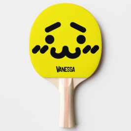 Söta tafatta ansikte Gul med namn Pingisracket