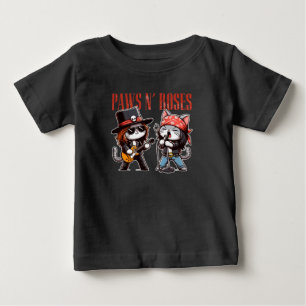 Söta tassar 'N Rosor Rolig Klipp Katt Babypresent T Shirt