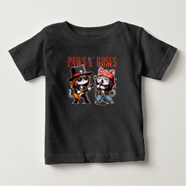 Söta tassar 'N Rosor Rolig Rock Katt Babypresent T Shirt