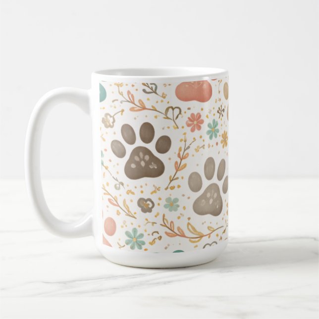 Söta tassavtryck kaffemugg (Vänster)