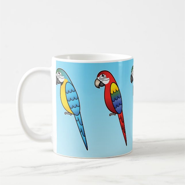 Söta Tecknade Ara-Papegojor Kaffemugg (Vänster)