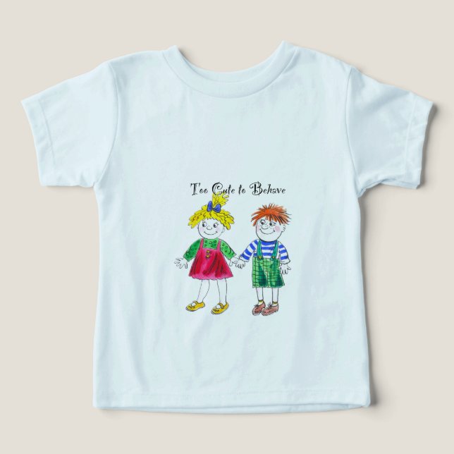 Söta tecknade barn t shirt (Design Framsida)