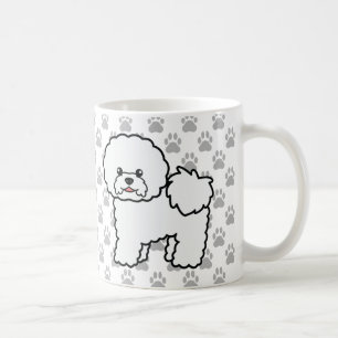Söta tecknade bichon-frisé-hundar och grå hundfött kaffemugg