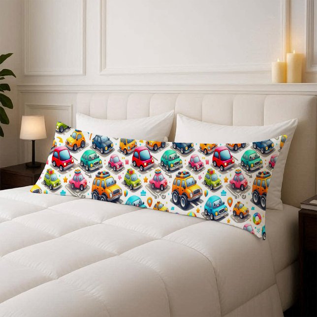 Söta Tecknade Bilar Färgglada Barn Kroppskuddeöver Kroppskudde (Cute Cartoon Cars Colorful Kids Body Pillow Cover)
