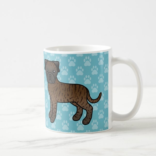 Söta Tecknade Brindle Bullmastiff Hundar Kaffemugg (Höger)