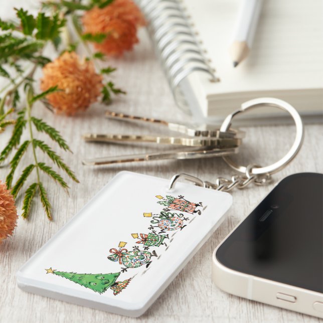 Söta tecknade dansande julpresenter och träd (Högra Framsidan)