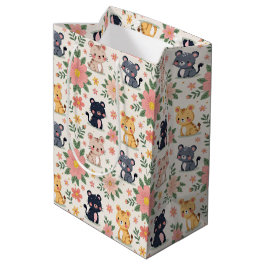 Söta Tecknade Djungelkatter och Blommor
