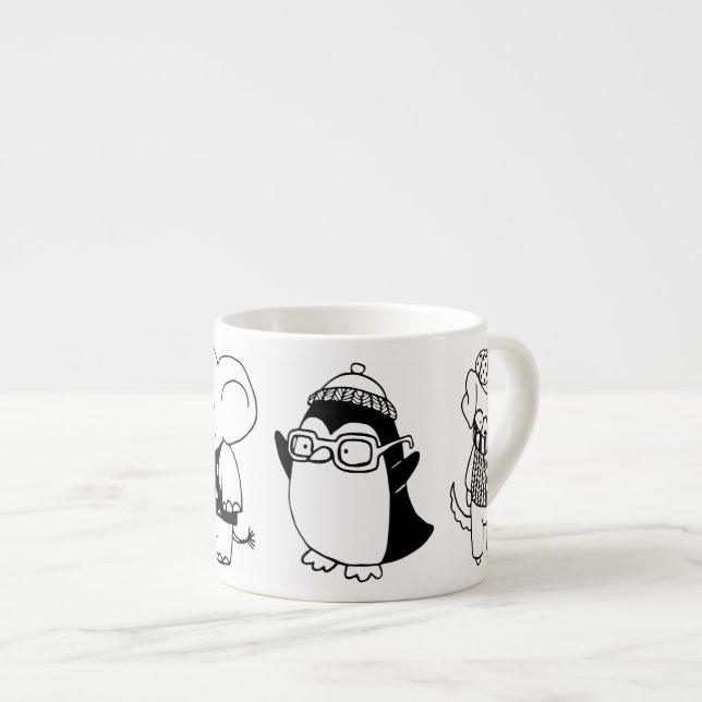 Söta tecknade djur för barn espressomugg (Framsida höger)