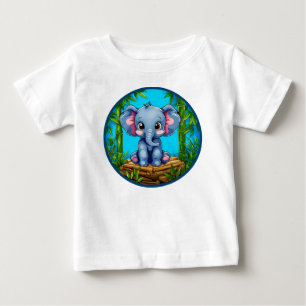 Söta Tecknade Elefant Bebis Stil T Shirt