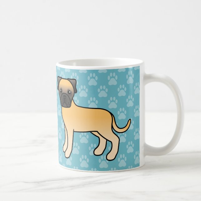 Söta Tecknade Fawn Bullmastiff Hundar Kaffemugg (Höger)
