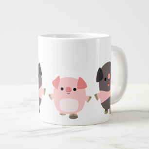Söta Tecknade Grisar På En Promenad Jätte Mugg Jumbo Mugg