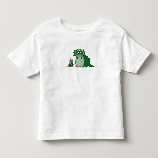 Söta tecknade gröna drakar tee (Framsida)