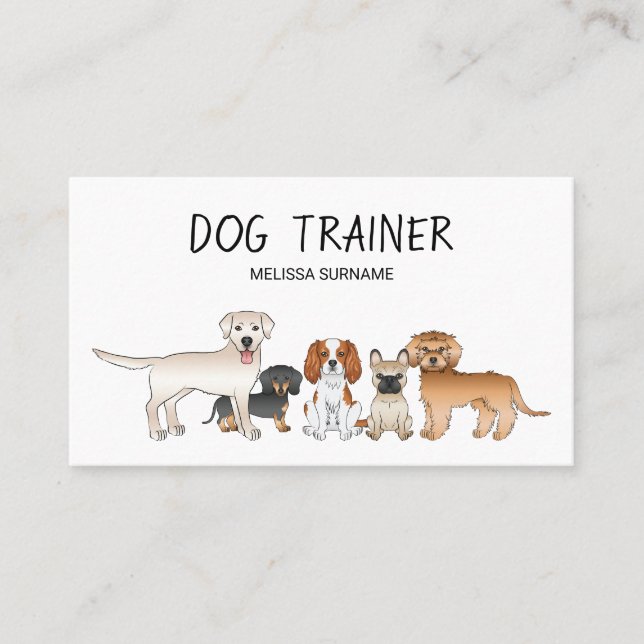 Söta Tecknade Hundar Illustration - Hundtränare Visitkort (Framsida)