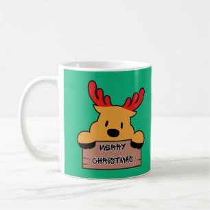 Söta Tecknade Julgranar Renar Kaffemugg
