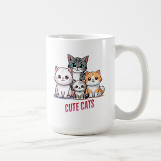 Söta Tecknade Katter Kawaii Kattälskare Design Kaffemugg