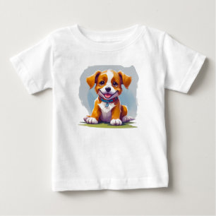 Söta tecknade kawaii hund dagliga outfits t shirt