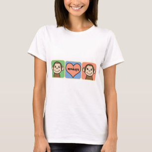 Söta tecknade klippbilder apor med hjärta kärlek t shirt