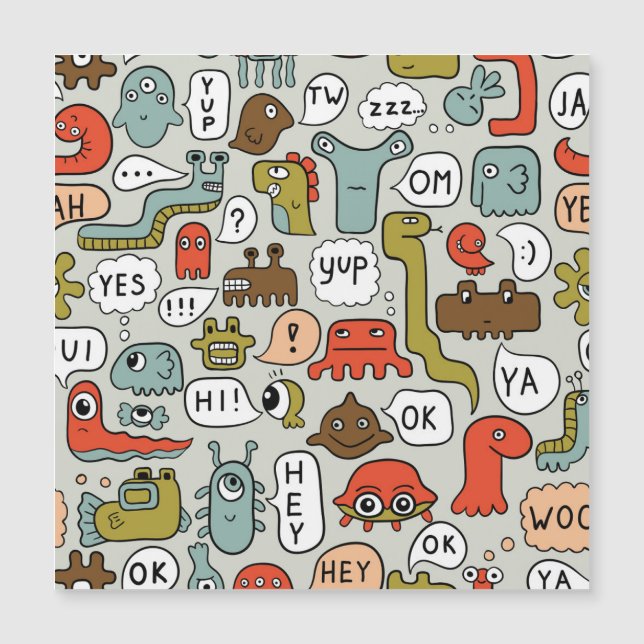 Söta Tecknade Monster: Sömlös Bakgrund (Framsida)