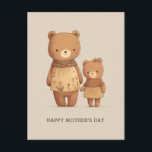 Söta tecknade nallebjörnar djur. Mors dag Vykort<br><div class="desc">Söta tecknade nallebjörnar vykort för mors dag.</div>