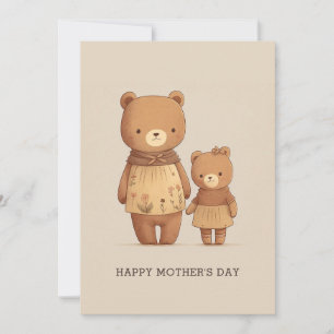 Söta tecknade nallebjörnar djur. Mothers Day Julkort