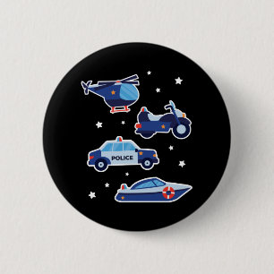 Söta Tecknade Polisfordon Knapp