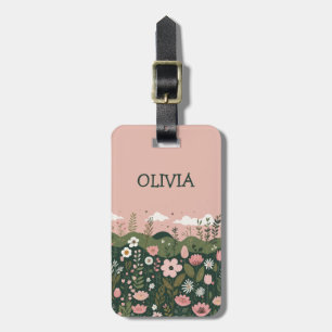 Söta tecknade vilda blommor Blommig personlig Bagagebricka