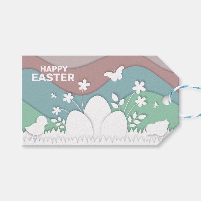 Söta tecknader av glad påsk-natur presentetikett (Framsidan (Horisontell))