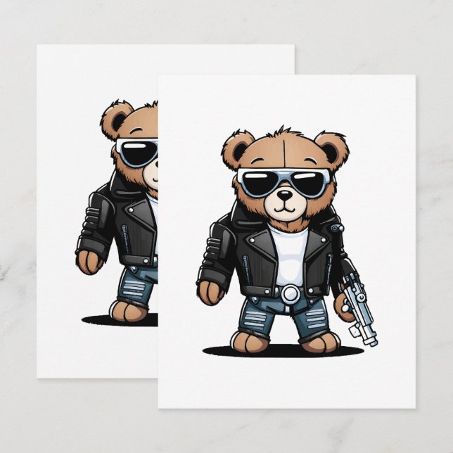 Söta Teddy-memes Tilläggskort (Fram/baksida)