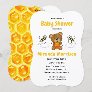 Söta Teddybjörn Humlor Baby Shower Inbjudningar