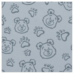 Söta teddybjörn tassar boho pojke baby barn blå tyg