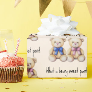 Söta teddybjörnar, flick- och pojkvillkor Tvilling Presentpapper