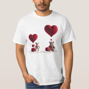 Söta teddybjörnar stora lilla hjärta herr billig t shirt