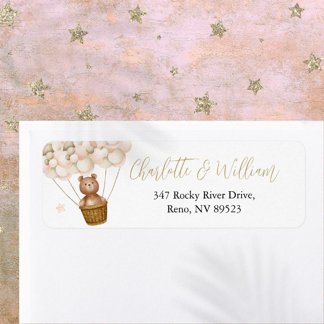 Söta Teddydjursballonger Returadress Etikett (Cute Teddy Bear Balloons Return Address Label)