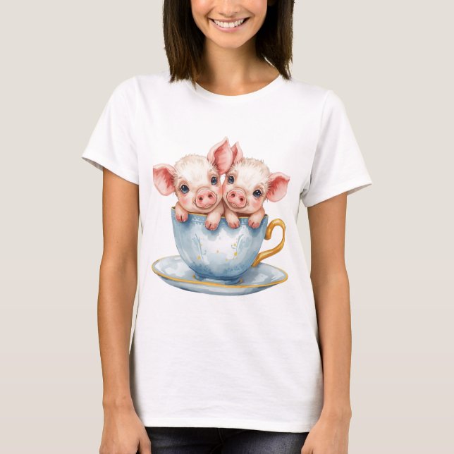 Söta tekoppgrisar  t shirt (Framsida)