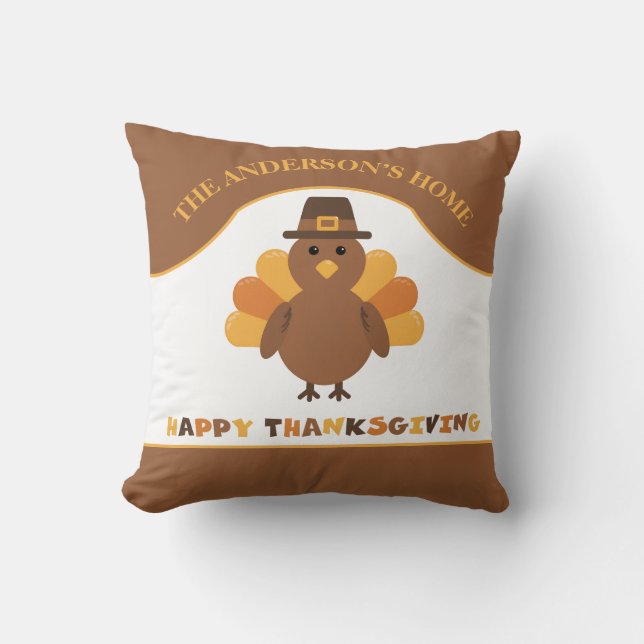 Söta Thanksgiving-kalkon Kudde (Framsida)