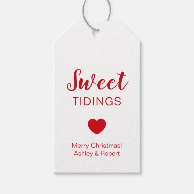 Söta tidningar-Märkre för julgodis och julgranar Presentetikett (Framsidan)