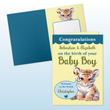 Söta tiger namn blå grön baby pojke