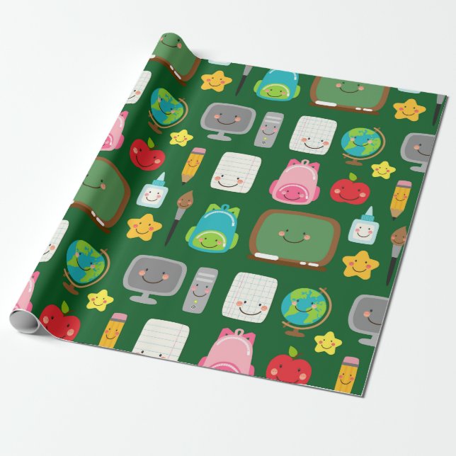 Söta tillbaka till skolan Kawaii klassrumsartiklar Presentpapper (Utrullad)