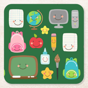 Söta tillbaka till skolan Kawaii klassrumsartiklar Underlägg Papper Kvadrat
