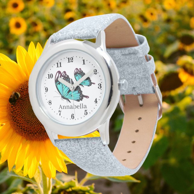 Söta tjejer Butterfly älskare add namn Armbandsur (Skapare uppladdad)
